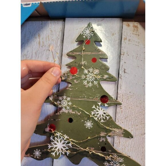 Holiday time happy holidays light-up Xmas tree sign decor - Picture 3 of 7